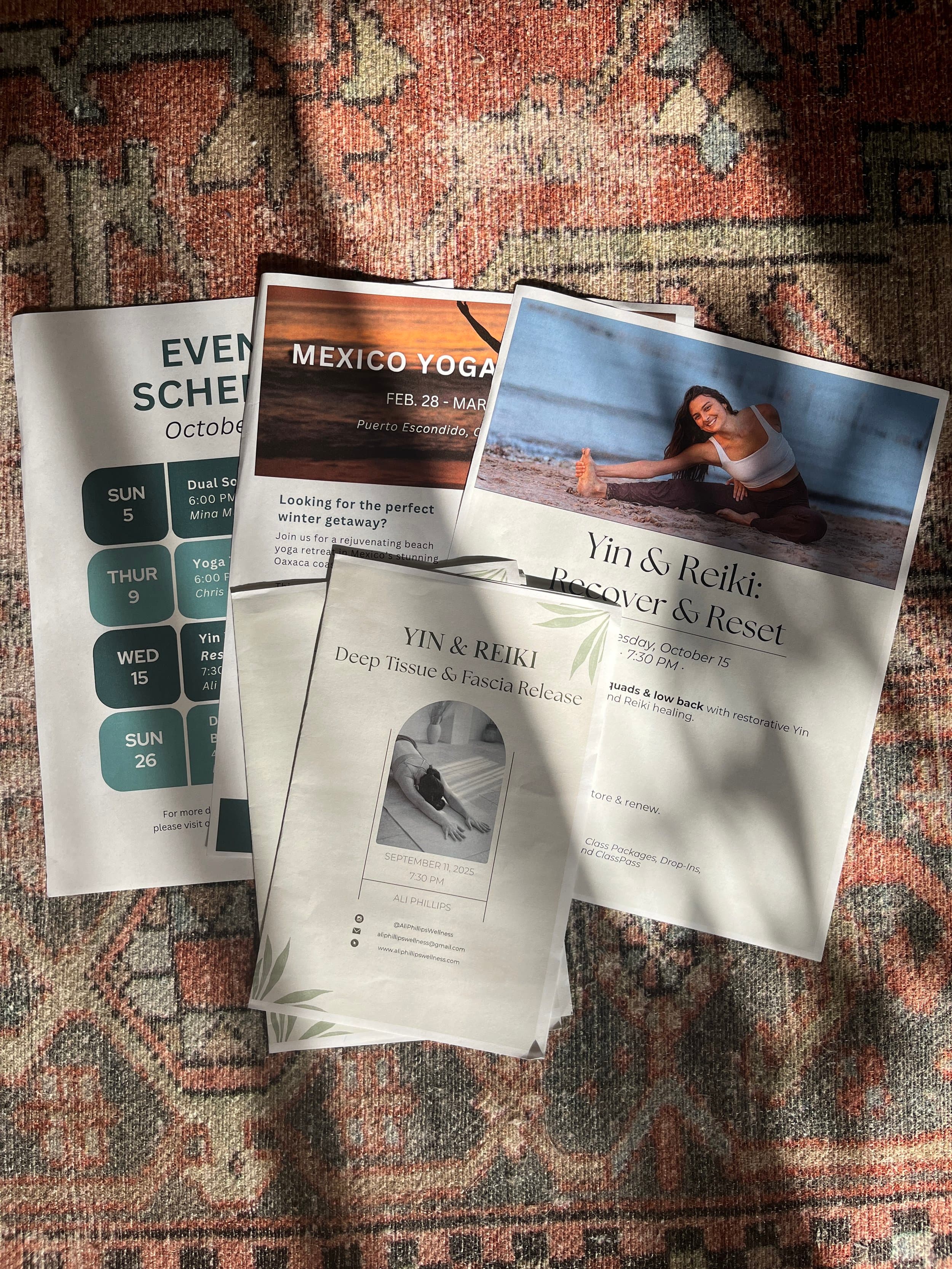 Leaflets from various events and workshops